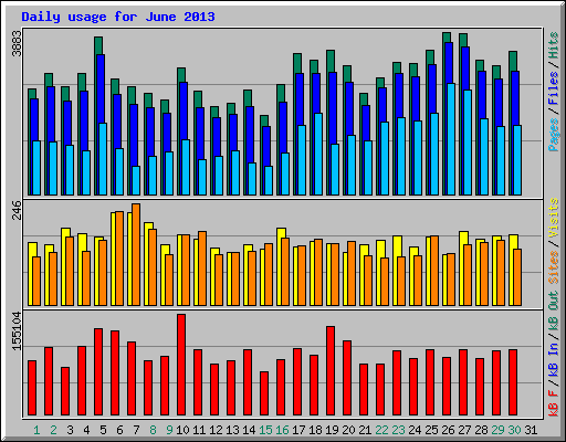 Daily usage for June 2013