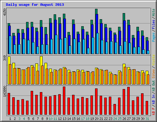 Daily usage for August 2013