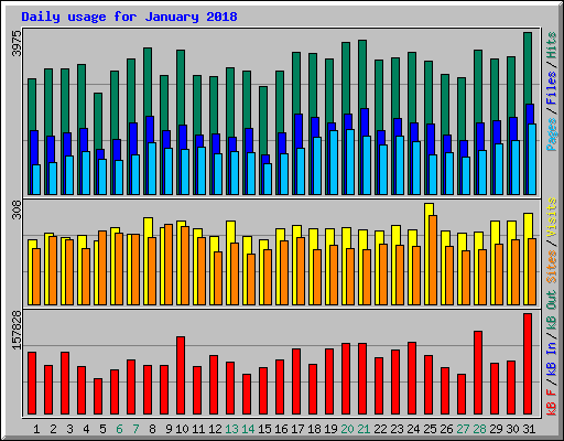 Daily usage for January 2018