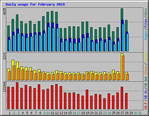 Daily usage for February 2019