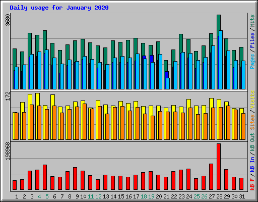 Daily usage for January 2020