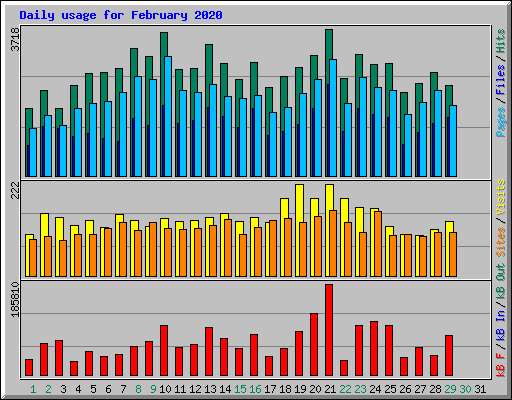 Daily usage for February 2020