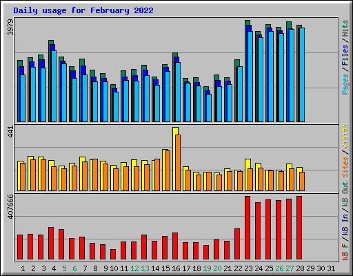 Daily usage for February 2022