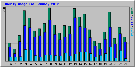 Hourly usage for January 2012