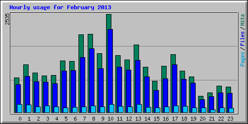 Hourly usage for February 2013