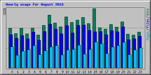 Hourly usage for August 2016