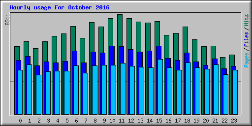 Hourly usage for October 2016