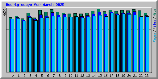Hourly usage for March 2025